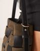 ASOS DESIGN ASOS DESIGN faux suede and faux leather weave bucket tote bag in khaki-Green - 2