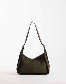 ASOS DESIGN ASOS DESIGN faux suede belted strap shoulder bag in khaki-Green