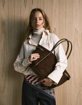 ASOS DESIGN ASOS DESIGN faux suede belted tote bag in chocolate-Brown