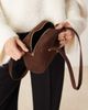 ASOS DESIGN ASOS DESIGN faux suede boxy shoulder bag in chocolate-Brown - 4