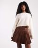 ASOS DESIGN ASOS DESIGN faux suede buckle detail pleated mini skirt in brown - 1