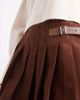 ASOS DESIGN ASOS DESIGN faux suede buckle detail pleated mini skirt in brown - 2