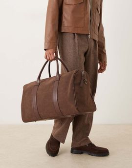 ASOS DESIGN ASOS DESIGN faux suede carryall bag in brown