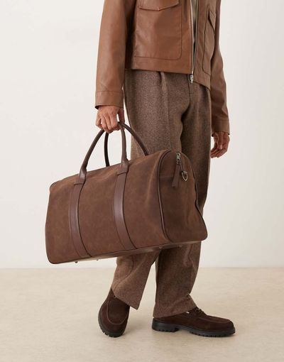 ASOS DESIGN ASOS DESIGN faux suede carryall bag in brown