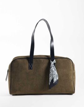 ASOS DESIGN ASOS DESIGN faux suede carryall with paisley scarf in khaki green