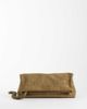 ASOS DESIGN ASOS DESIGN faux suede croc flap clutch bag in khaki-Green - 1