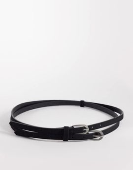 ASOS DESIGN ASOS DESIGN faux suede double strap skinny belt in black