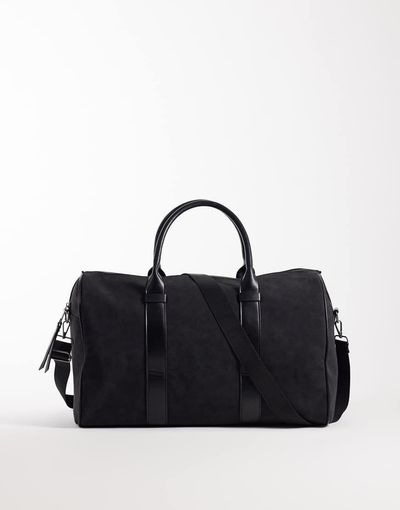 ASOS DESIGN ASOS DESIGN faux suede duffel bag in black