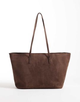 ASOS DESIGN ASOS DESIGN faux suede easy tote bag in chocolate-Brown