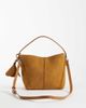 ASOS DESIGN ASOS DESIGN faux suede grab bag in tan with detachable cross body strap with floral bag charm-Brown - 4