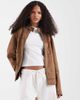 ASOS DESIGN ASOS DESIGN faux suede motorsport jacket in tan-Brown - 4