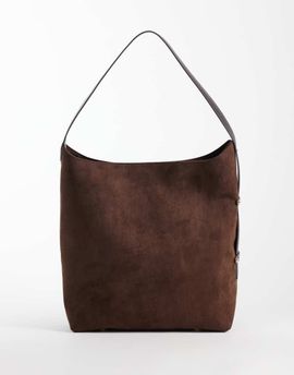 ASOS DESIGN ASOS DESIGN faux suede oversized bucket tote bag in chocolate-Brown