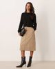 ASOS DESIGN ASOS DESIGN faux suede pencil skirt with clean waistband in beige-Neutral - 1
