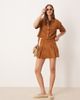 ASOS DESIGN ASOS DESIGN faux suede pleated mini skirt in brown - part of a set - 3