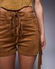 ASOS DESIGN ASOS DESIGN faux suede shorts with fringe detail in tan-Brown - 2
