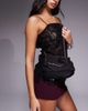 ASOS DESIGN ASOS DESIGN faux suede squiggle metal handle purse with detachable chain crossbody bag in black - 2