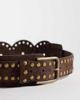 ASOS DESIGN ASOS DESIGN faux suede studded round disc belt in brown - 3