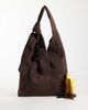 ASOS DESIGN ASOS DESIGN faux suede tote with knot detail handle in chocolate-Brown - 2