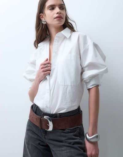 ASOS DESIGN ASOS DESIGN faux suede wide belt with large half moon buckle in chocolate-Brown