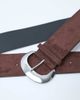 ASOS DESIGN ASOS DESIGN faux suede wide belt with large half moon buckle in chocolate-Brown - 3