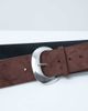 ASOS DESIGN ASOS DESIGN faux suede wide belt with large half moon buckle in chocolate-Brown - 4