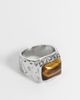 ASOS DESIGN ASOS DESIGN faux tiger eye stone molten ring in silver - 1