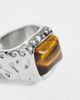 ASOS DESIGN ASOS DESIGN faux tiger eye stone molten ring in silver - 3