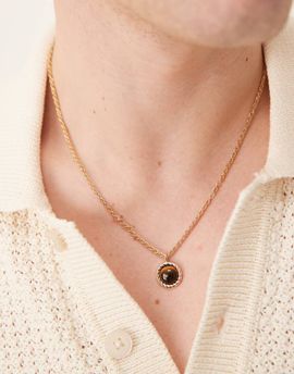 ASOS DESIGN ASOS DESIGN faux tigers eye pendant necklace in gold