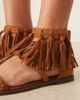 ASOS DESIGN ASOS DESIGN Feather studded fringe flat sandals in tan-Brown - 4