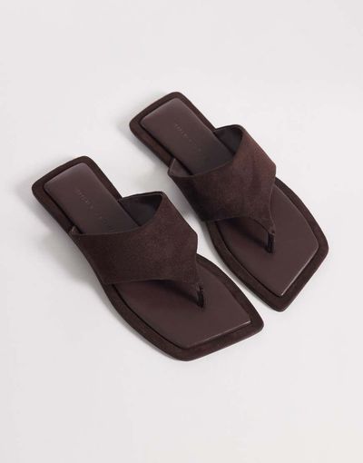 ASOS DESIGN ASOS DESIGN Feline square angled toe sandals in chocolate-Brown