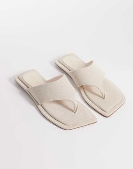 ASOS DESIGN ASOS DESIGN Feline square toe sandals in natural linen-Neutral
