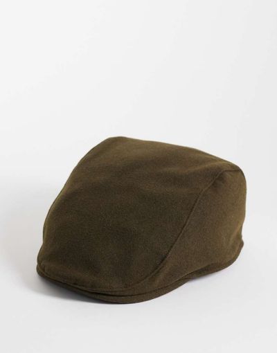 ASOS DESIGN ASOS DESIGN felt flat cap in khaki-Green