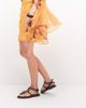 ASOS DESIGN ASOS DESIGN Fenella flat sandals with oversized stone detailing in chocolate-Black - 2