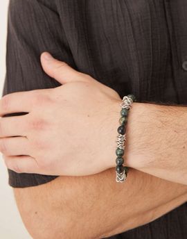 ASOS DESIGN ASOS DESIGN festival beaded bracelet in silver tone