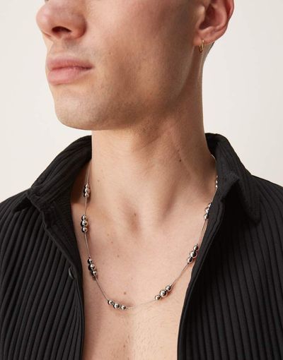 ASOS DESIGN ASOS DESIGN festival dot dash beaded necklace in silver tone