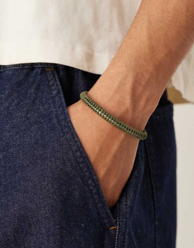 ASOS DESIGN ASOS DESIGN festival fabric bangle in khaki green