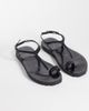 ASOS DESIGN ASOS DESIGN Filomena premium whipstitch skinny toe loop sandals in black leather - 1