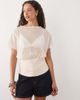 ASOS DESIGN ASOS DESIGN fine knit sheer cinched top in ecru-White - 1
