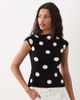 ASOS DESIGN ASOS DESIGN fine knit slash neck top in black polka dot print-Multi - 1