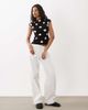ASOS DESIGN ASOS DESIGN fine knit slash neck top in black polka dot print-Multi - 2