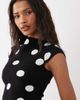 ASOS DESIGN ASOS DESIGN fine knit slash neck top in black polka dot print-Multi - 3