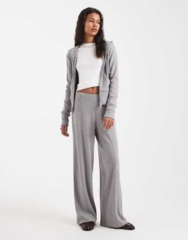 ASOS DESIGN ASOS DESIGN fine knit wide leg pants in heather gray