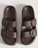 ASOS DESIGN ASOS DESIGN Finn double buckle slides in chocolate-Brown - 2