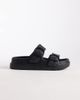 ASOS DESIGN ASOS DESIGN Finn flatform double buckle slides in black - 1