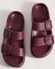 ASOS DESIGN ASOS DESIGN Finn flatform double buckle slides in burgundy-Red - 2