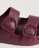 ASOS DESIGN ASOS DESIGN Finn flatform double buckle slides in burgundy-Red - 4