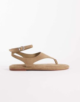ASOS DESIGN ASOS DESIGN Finsbury toe post sandals with ankle strap in taupe-Neutral