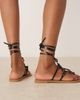 ASOS DESIGN ASOS DESIGN Fiona tortoise trim tie leg flat sandals in black - 4