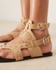 ASOS DESIGN ASOS DESIGN Fiorella gladiator flat sandals in sand-Blonde - 3