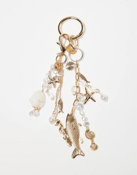 ASOS DESIGN ASOS DESIGN fish & faux shell bag charm in gold-Multi